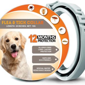 Dog Flea Collars 25 Inches – Flea Collars for Dogs Fit Flea Treatment for Dogs Lasting 12 Months – Waterproof Dog Flea Collar – Dog Flea Treatment 100% Natural Ingredients