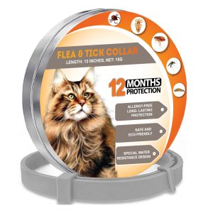 12-Months Cat Flea Collars, Flea Collar for Cats 13 Inches, Flea Treatment Cat from 100% Natural Ingredients, Waterproof Cat Flea Collar, One Size Fits All Flea Treatment Cat Collar