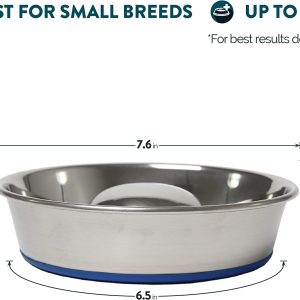 Our Pet Durapet NO SKID SLOW FEED Stainless Steel Food DOG Bowl Small