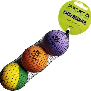 SPORTSPET High Bounce Boules 3 pack – Jouet pour Chien, High Bounce Balles pour chiens