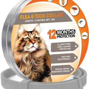 Cat Flea Collars 13 Inches – Flea Collars for Cats – 12 Months Flea Treatment for Cats – Waterproof Cat Flea Collar – Cat Flea Treatment 100% Natural Ingredients