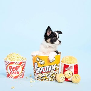 ZippyPaws Zippy Burrows Interactive Dog Toys – 3 Pack Food Miniz Refills for Hide and Seek Dog Toys, Plush Dog Puzzles and Colorful Squeaky Dog Toys, Popcorn