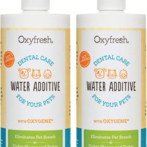 Oxyfresh Additif d’eau pour animaux domestiques de qualité supérieure – Meilleure façon d’éliminer le mauvais souffle de chien et de chat – Lutte contre le tartre et la plaque – Recommandé par le vétérinaire – Lot de 2