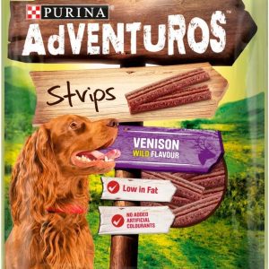 Friandise pour chiens Adventuros Strips, saveur de chevreuil, 1 x 90 g