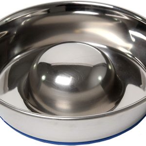 Our Pet Durapet NO SKID SLOW FEED Stainless Steel Food DOG Bowl Small