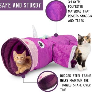 Pet Craft Supply Magie Mewnicorn Multi Tunnel pour soulager l’ennui Jouet avec cordon de plume froissé pour chats, lapins, chatons et chiens pour cacher la chasse et le repos