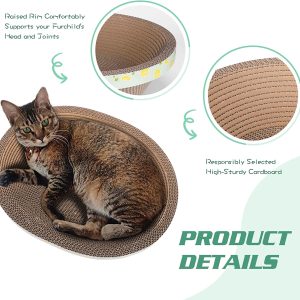 ROMOHOM Grattoir ovale en carton pour chat avec chat (plusieurs tailles), Medium