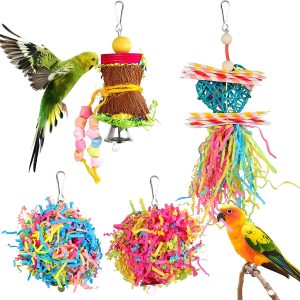 YUEPET Lot de 4 jouets à mâcher pour petits oiseaux, perroquets, inséparables, calopsittes