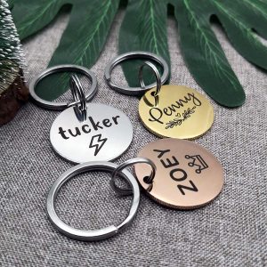 YiXiEr Round Pet ID Tags Collar Accessories Stainless Steel Cat Tags and Dog Tags Personalized Front and Back Engraving