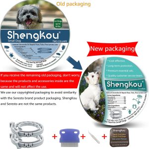 Natural Flea and Tick Collar for Small Dogs – Safe Prevention and Control of Pests on Puppies – Waterproof and Long-Lasting – Includes Free Comb and Tick Tweezer – 2-Pack, 13.8 Inches