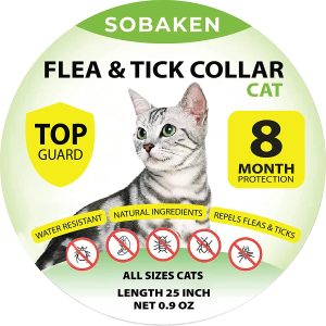 SOBAKEN Flea Collar for Cats, Flea and Tick Prevention for Cats, Natural Cat Flea Collar, One Size Fits All, 13 inch 8 Month Protection – 1 Pack