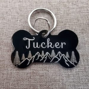 YiXiEr Personalized Cat Tags, Dog Tags Front and Back Engraved, Stainless Steel Pet ID Tags Various Designs and Colors – Bone, Round