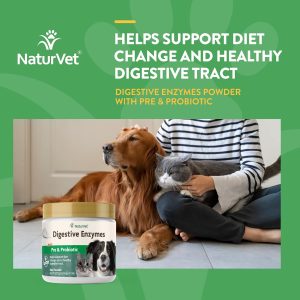 NaturVet – Traitement enzymes-probiotique Bonne Digestion Chien/Chat Poudre 227g