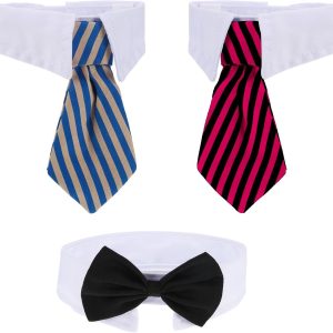 Shappy 3 Pièces Cravate Animaux Chien Cravate de Chat Ajustable Collier Cravate pour Animaux de Compagnie pour Petits Chiens Accessoires de Toilettage de Chiot