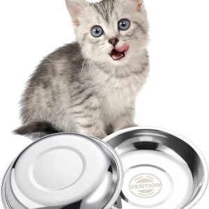 VENTION 7, 8, 9, 10 inch, 2-Pack Pet Dish, Cat Food Bowls to Relieve Whip Fatigue, Stainless Steel Cat Food Dish, Dog Food Dish, 5.5”(14cm)